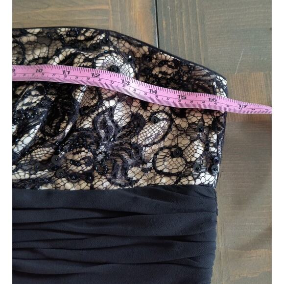 White House Black Market Dress Wmns Sz 4 Black Strapless Beaded Lace Knee Length - Picture 10 of 16
